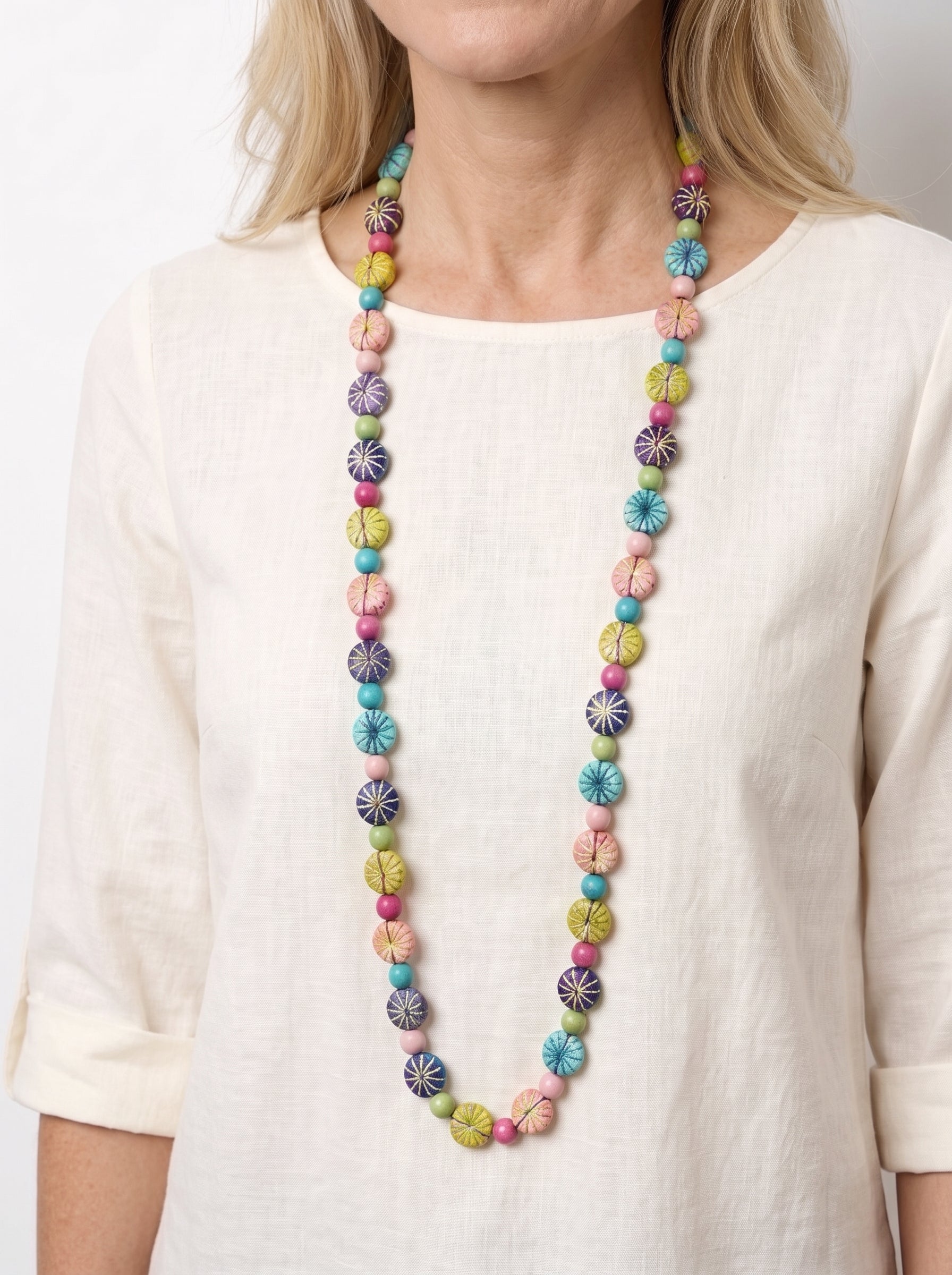 Spectrum Threaded Kaleidoscope Long Necklace