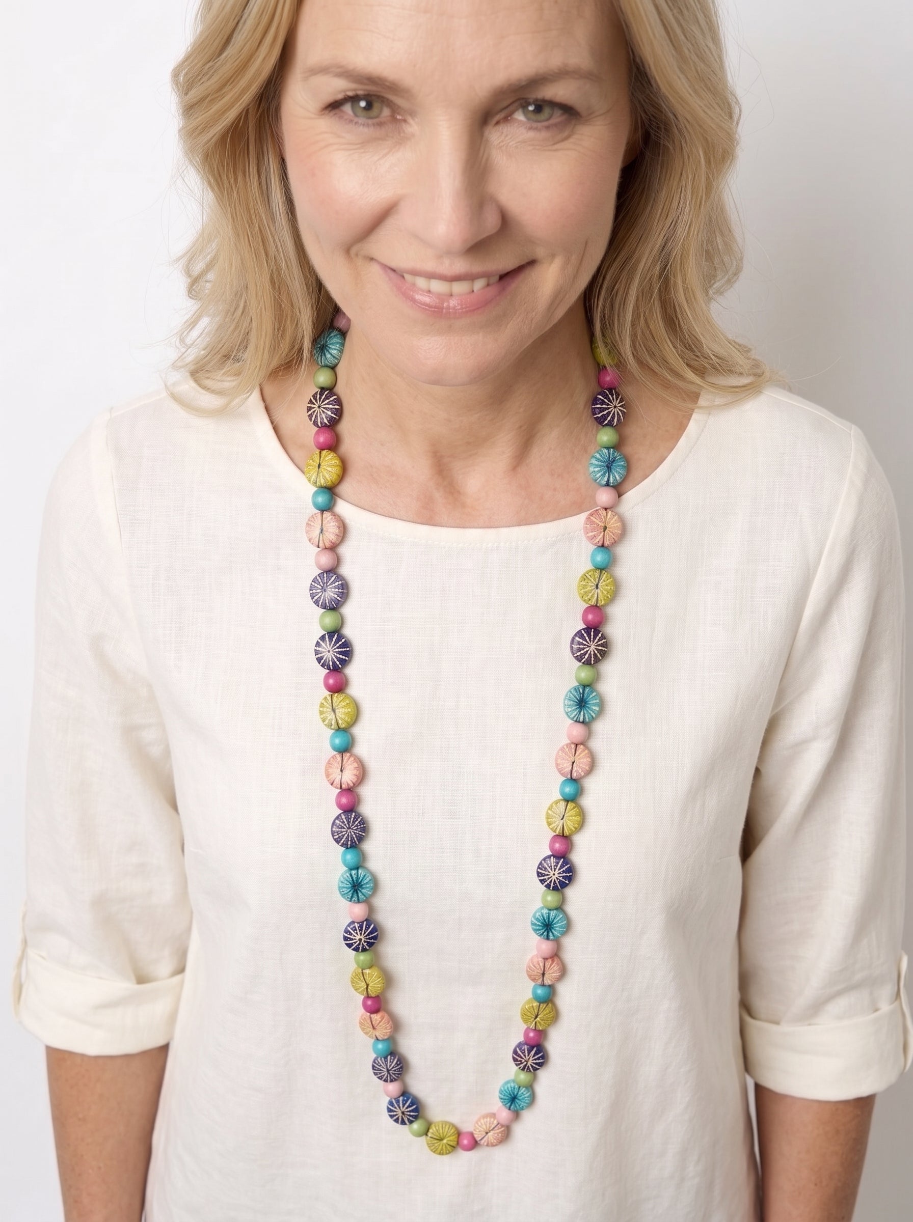 Spectrum Threaded Kaleidoscope Long Necklace