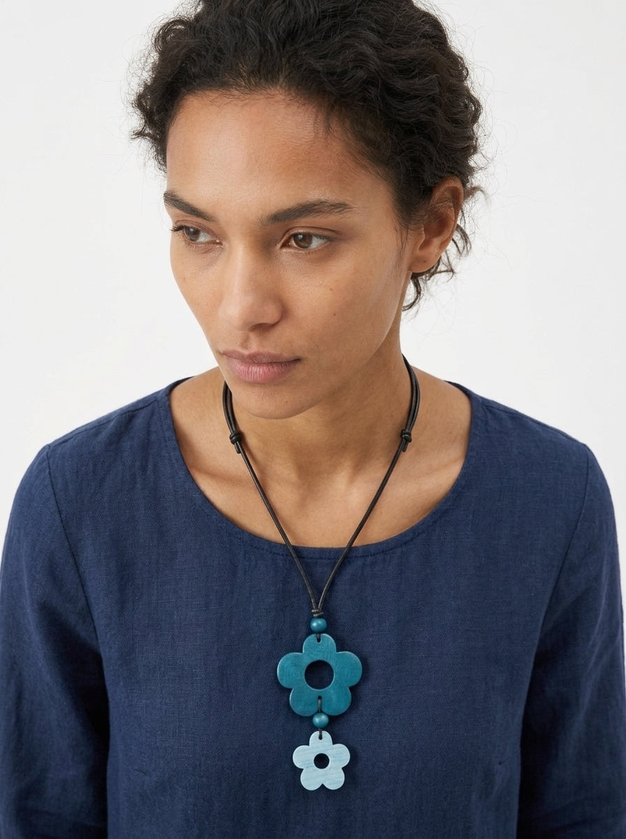 Azure Blossom Drop Necklace