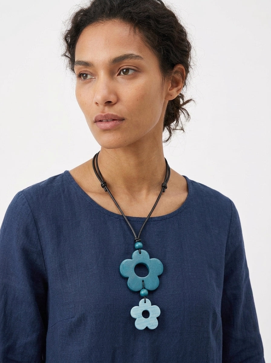 Azure Blossom Drop Necklace
